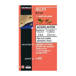 50 Oeillets Laiton Ø 6 Mm Avec Outil De Pose