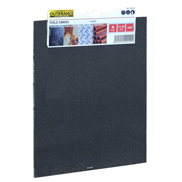 Toile Émeri 18x28 Cm Gr.60 - Lot De 4 Feuilles