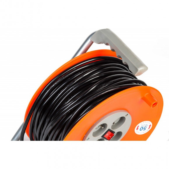 Power Tool - Enrouleur De Câble Avec Câble Électrique Longueur 50m - 4 Prises - Enrouleur Électrique Atelier Chantier - Ora