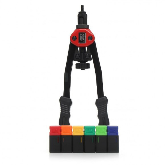 Dcraft - Riveteuse Manuelle Pour Écrous À Sertir - 6 Embouts Interchangeables - 330 Mm - Outil Pour Rivets Aveugles - Noir