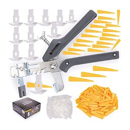 Power Tool - Kit De Nivelage Des Carreaux 401 Pcs - Joint Minimum 2.6 Mm - Quantité Min De La Colle 6 Mm - Gris