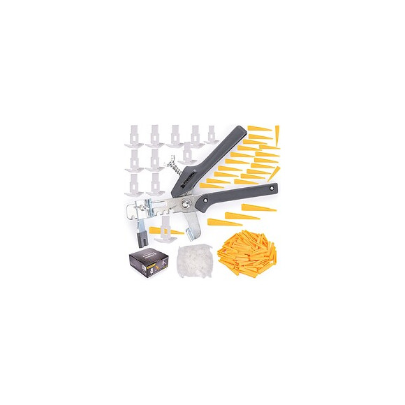 Power Tool - Kit De Nivelage Des Carreaux 401 Pcs - Joint Minimum 2.6 Mm - Quantité Min De La Colle 6 Mm - Gris