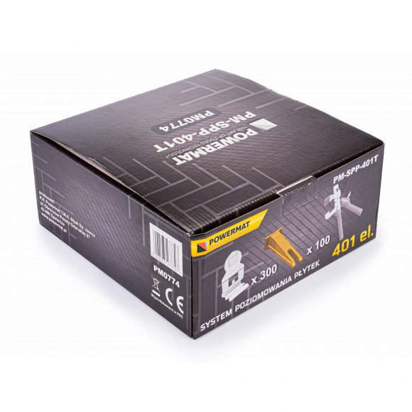 Power Tool - Kit De Nivelage Des Carreaux 401 Pcs - Joint Minimum 2.6 Mm - Quantité Min De La Colle 6 Mm - Gris