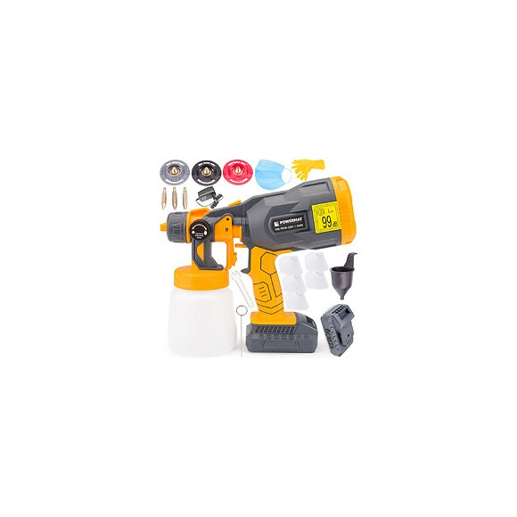 Power Tool - Pistolet À Peinture Hvlp - Alimentation 230v/50hz - Réservoir D'eau 800 Ml - Poids Avec Batterie 1.186 Kg - Gris