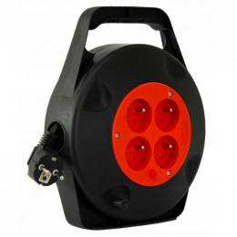 Dcraft - Enrouleu Rallonge Électrique Multiprise - 10m - Avec 4 Prises - Enrouleur De Câble - Noir