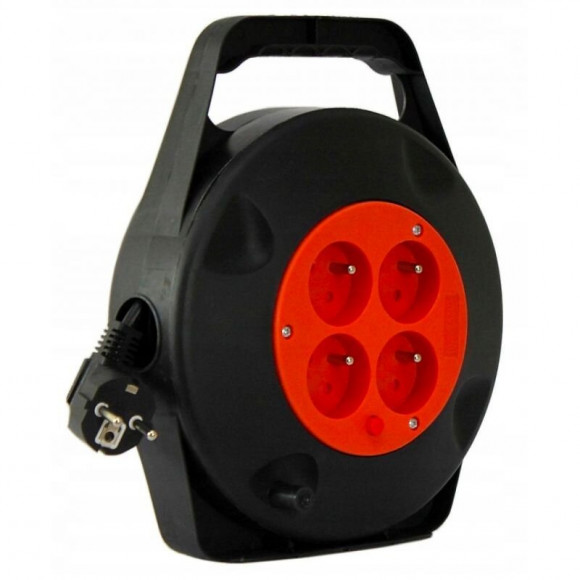 Dcraft - Enrouleu Rallonge Électrique Multiprise - 10m - Avec 4 Prises - Enrouleur De Câble - Noir