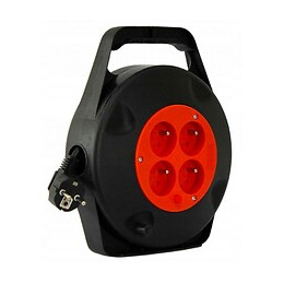 Dcraft - Enrouleu Rallonge Électrique Multiprise - 10m - Avec 4 Prises - Enrouleur De Câble - Noir