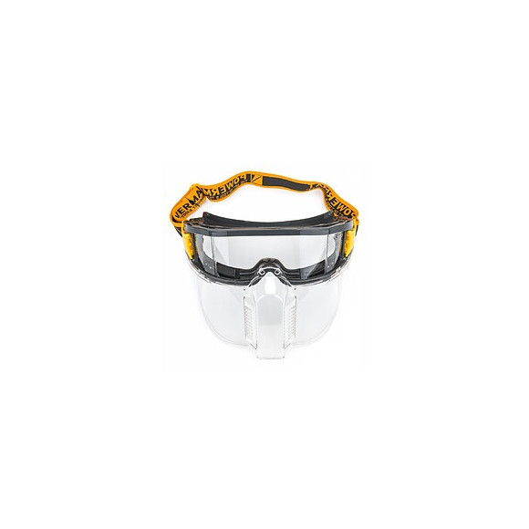 Power Tool - Lunettes De Protection Anti-éclats Avec Masque - Monture En Pvc/nylon - Verre Panoramique - Ajustables - Gris