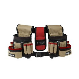 Dtools - Ceinture Porte-outils - 16 Poches - Sangle Réglable 120cm - 3 Compartiments - Marron