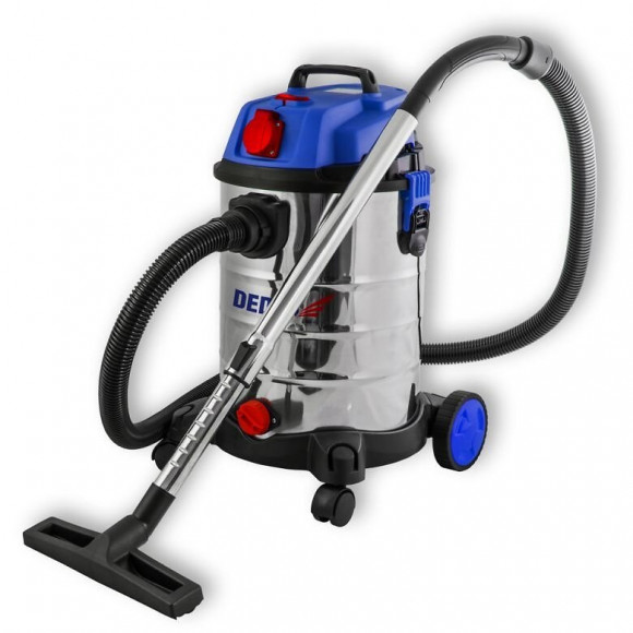 Dtools - Aspirateur Industriel Eau Et Poussière - 1400 W + Prise 2000w - Cuve Inox Capacité 30 L - Aspirateur Atelier - Filtr