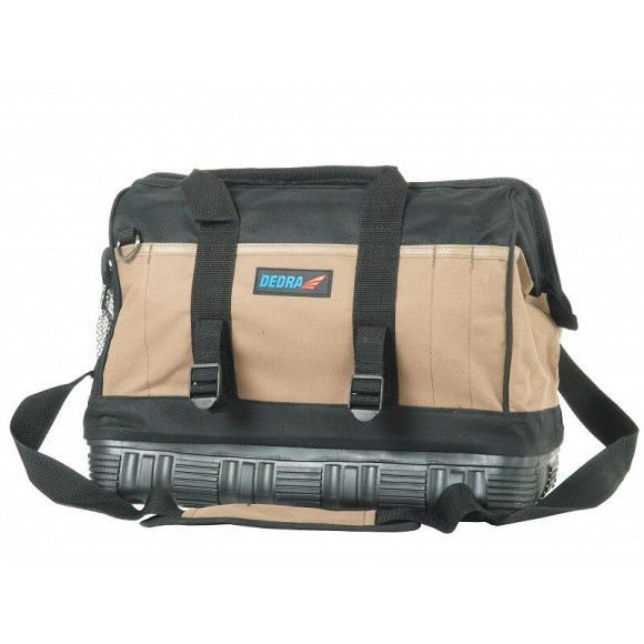 Dtools - Sac À Outils Avec Fond Renforcé - 40x24.5x23cm - 23 Poches - Bandoulière - Marron