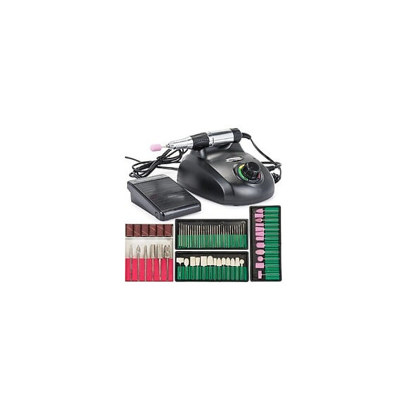 Power Tool - Ponceuse Pour Ongles Électrique Avec Pédale 45w - Appareil Manucure/pédicure/ongles - 60 Fraises + 6 Papiers Ab