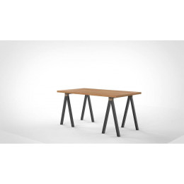 Tréteau Aspen, H.73cm X L.70cm X Emp. 30cm - Bois Fsc, Et Barre Métal Chromée, Pieds Teintés Noir