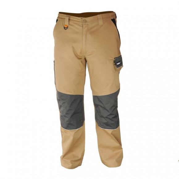 Dtools - Pantalon De Protection Long Taille S - 9 Poches - 97% Coton - Renforts Aux Genoux - Marron