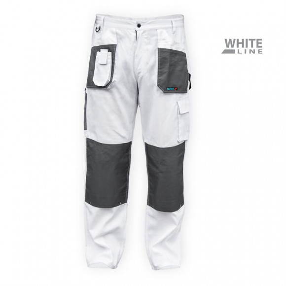 Dtools - Pantalon De Protection Taille Xxl - 9 Poches - Renforts Aux Genoux - Triple Couture - Blanc