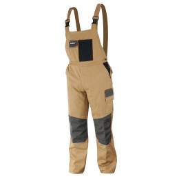 Dtools - Salopette De Protection Taille S - 12 Poches - 97% Coton - Renforts Aux Genoux - Marron