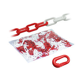 Chaîne Plastique Rouge Et Blanc 25 M - Ø 8 Mm