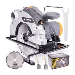 Powertool - Scie Circulaire Filaire - Puissance 2250 W - Lame 185 Cm - Profondeur Coupe 55 Mm - Scie Coupe Bois - Gris