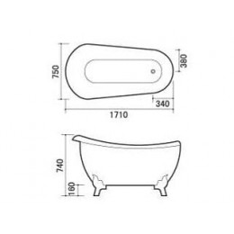 Baignoire " Lima" - 170 X 75 X 74 Cm