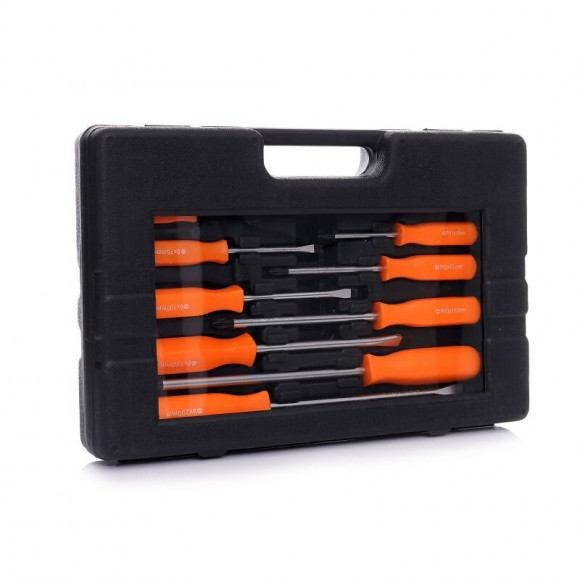 Dcraft - Jeu De Tournevis À Frapper -12 Pcs - Avec Malette - Tournevis Phillips + Tournevis Plats - Crv - Orange