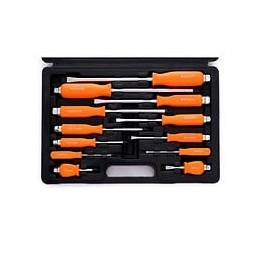 Dcraft - Jeu De Tournevis À Frapper -12 Pcs - Avec Malette - Tournevis Phillips + Tournevis Plats - Crv - Orange