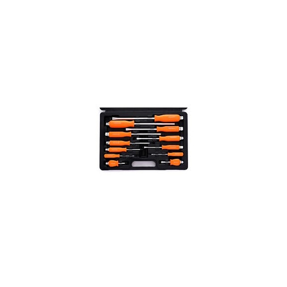 Dcraft - Jeu De Tournevis À Frapper -12 Pcs - Avec Malette - Tournevis Phillips + Tournevis Plats - Crv - Orange