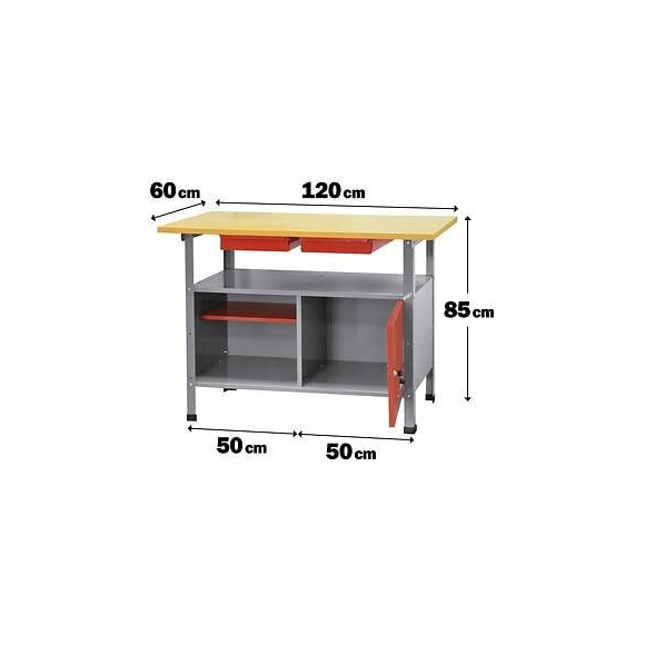 Etabli Métal Plateau Bois 60 X 120