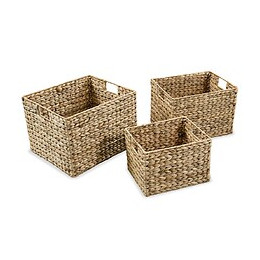 Panier De Rangement 3 Pcs Jacinthe D'eau - Brun - Produits Ménagers - Rangement Et Organisation - Chariots De Rangement - Brun