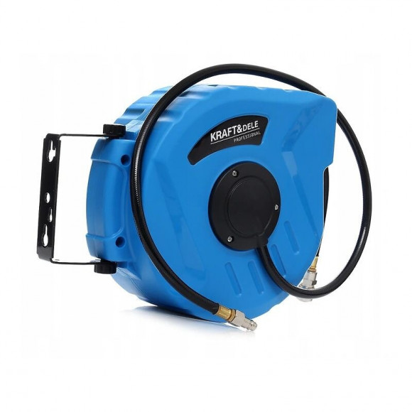 Dcraft - Tuyau Pneumatique Enroulé - 30 M - Pression 8-24 Bars - Enrouleur Automatique - Flexible Pneumatique - Bleu