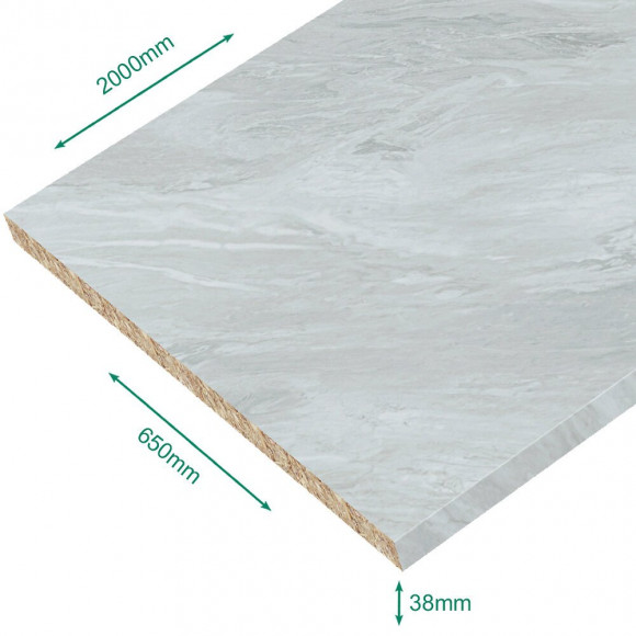 Plan De Travail Stratifié Ambiance Marbre Gris 2000 X 650 Ep38 Mm - Pefc 75%