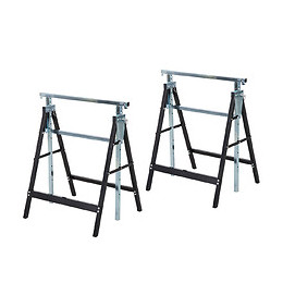 Lot De 2 Tréteaux Pliables Télescopiques Hauteur Réglable 80-130 Cm Noir