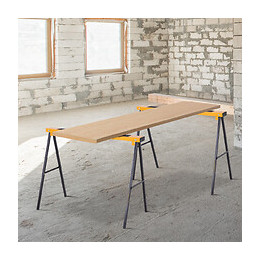 Lot De 2 Tréteaux Pliables Compactes Poignée Transport Dim. 100l X 50l X 76h Cm Surface Antidérapante Métal Noir Jaune