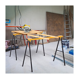 Lot De 2 Tréteaux Pliables Compactes Poignée Transport Dim. 100l X 50l X 76h Cm Surface Antidérapante Métal Noir Jaune