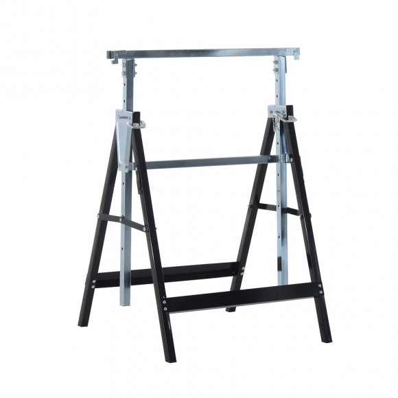 Lot De 2 Tréteaux Pliables Télescopiques Hauteur Réglable 80-130 Cm Noir