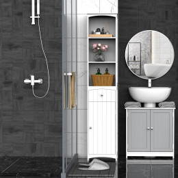 Meuble Colonne De Salle De Bain Moderne 34l X 24l X 170h Cm Blanc