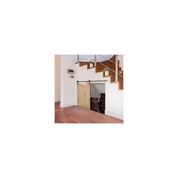 Kit De Porte Coulissante Système Galandage Avec Porte Épaisseur 20-25 Mm Largeur Max. 0,9 M Charge Max. 20 Kg Acier Noir