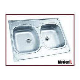 Royale - Évier En Acier Inoxidable 2 Cuves - 80x60x13 Cm - Réversible - Évier À Poser Cuisine 2 Bacs - Argent