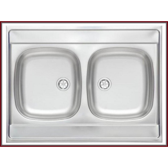 Royale - Évier En Acier Inoxidable 2 Cuves - 80x60x15 Cm - Réversible - Évier À Poser Cuisine 2 Bacs - Argent