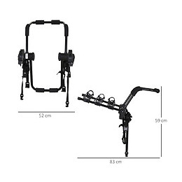 Porte-vélo Pour 3 Vélos - Installation Sur Hayon - Sangles De Sécurité - Pliable À Plat - Métal Époxy Noir