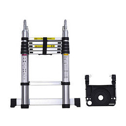 Echelle Télescopique Tabouret Extensible Pliable Aluminium Argent Dim. 379l X 67,5l X 11h Cm