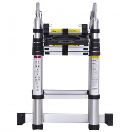 Echelle Télescopique Tabouret Extensible Pliable Aluminium Argent Dim. 379l X 67,5l X 11h Cm