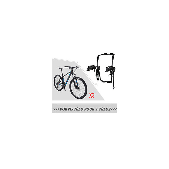 Porte-vélo Pour 3 Vélos - Installation Sur Hayon - Sangles De Sécurité - Pliable À Plat - Métal Époxy Noir