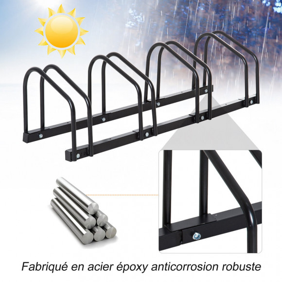 Râtelier 4 Vélos Dim. 95l X 33l X 27h Cm Acier Galvanisé Noir