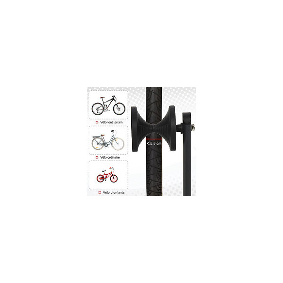 Râtelier Vélo Range Vélo Pliable Métal Noir Dim. 39l X 35l X 45,5h Cm