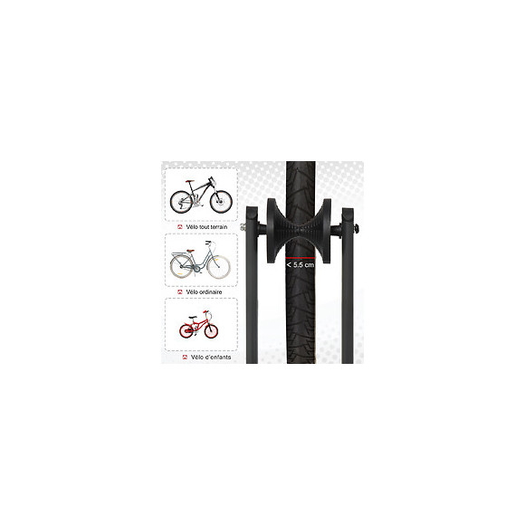 Râtelier Vélo Range Vélo Pliable Métal Noir Dim. 39l X 35l X 45,5h Cm