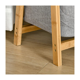 Etagère En Bambou De Salle De Bain, Étagère Pliable - 2 Paniers, Étagère - Dim. 44l X 33l X 108h Cm - Bambou Polyester Gri