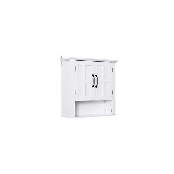 Armoire Haute Murale De Salle De Bain Ou Wc Placard 2 Portes 2 Étagères Niche Dim. 60l X 20l X 58h Cm Mdf Panneaux Particules