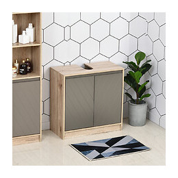 Meuble Salle De Bain - Meuble Sous-vasque - Placard 2 Portes Avec Étagère - Dim. 60l X 30l X 59h Cm - Panneaux Particules Ch