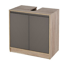 Meuble Salle De Bain - Meuble Sous-vasque - Placard 2 Portes Avec Étagère - Dim. 60l X 30l X 59h Cm - Panneaux Particules Ch