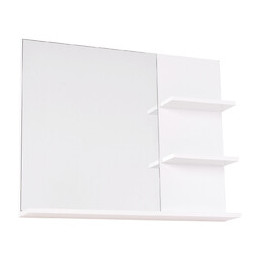 Miroir De Salle De Bain Avec Étagères - 2 Étagères Latérales + Grande Étagère Inférieure - Kit Installation Fourni - Md